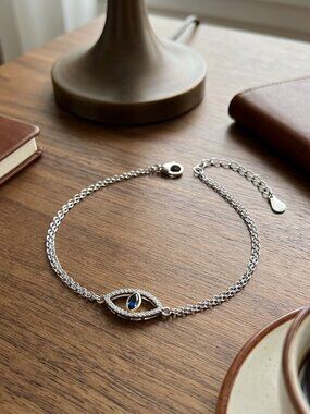 Evil Eye Bracelet 925 Sterling Silver Protection Chain Gift